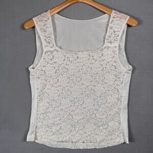 Vintage Colesce Collection Lingerie Ivory Lace Tank Top Sleep Nylon size Large